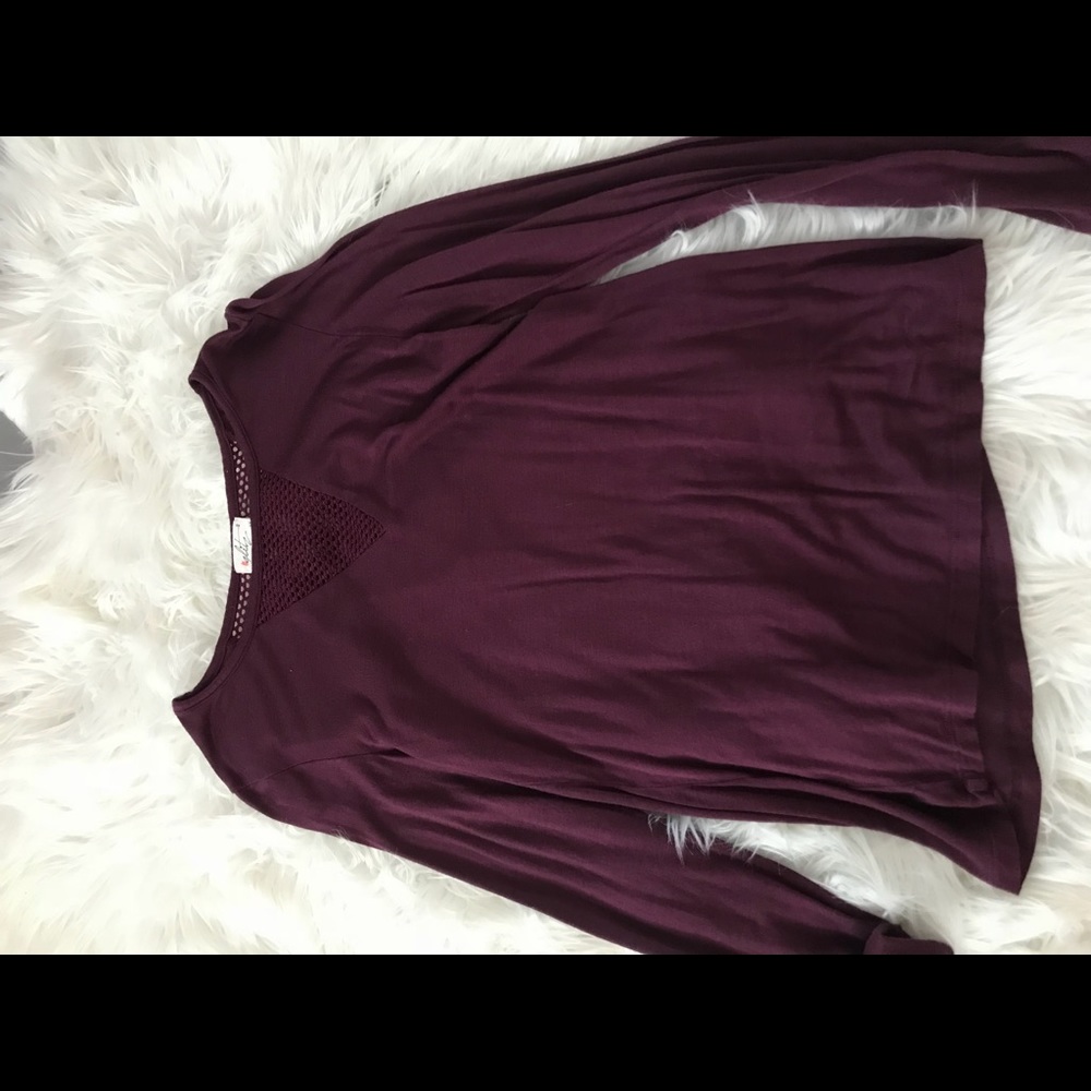 long sleeve tee shirt with mesh